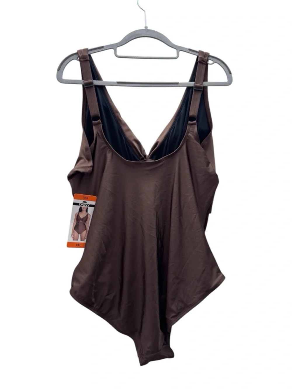 DKNY Brown Twist-Front One-Piece Swimsuit - Picture 5 of 6